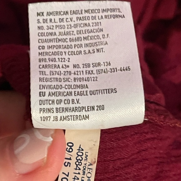 American Eagle Outfitters Crop Women’s XS Cross Over Shirt Long Sleeve Maroon - Picture 15 of 16